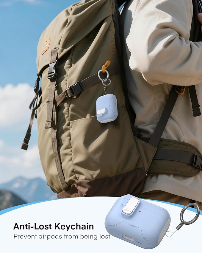 Maxjoy for AirPods Pro 3 Protective Case with Cleaning Kit, Military Hard Case with Lock Shock-Absorbing, White Light Blue
