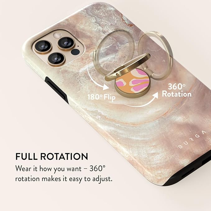 BURGA Cell Phone Ring, Holder Grip and Stand - Finger Phone Grip for Back of Smartphone Case, Kickstand 360 Rotation, Universal Ring for iPhone Samsung Galaxy Huawei Google Pixel, Stylish Accessories