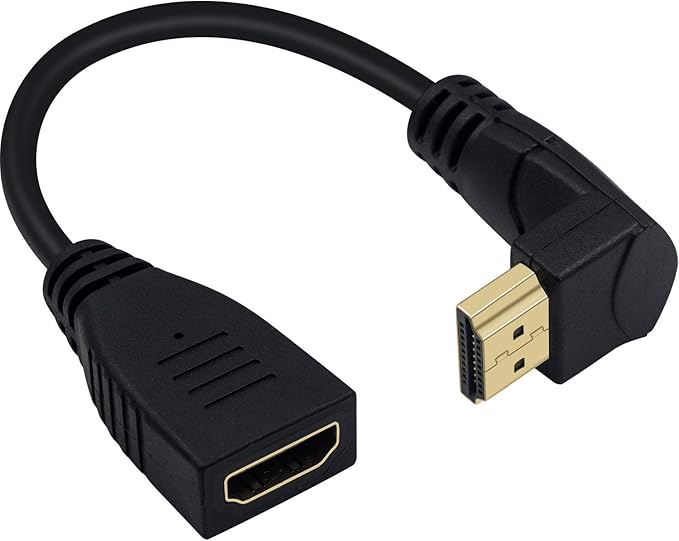 Poyiccot 8K HDMI Extension Cable, Short HDMI 90 Degree Down Angle Male to Female HDMI 2.1 Cable 48Gbps with 8K 60Hz Video and 3D HDR for TV/Xbox /PS4 /PS5 (Down M/F), 0.5feet