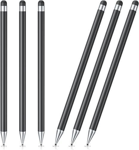 Stylus Pen for Touchscreen, 6 PCS Stylus Pencil 2-in-1 High Precision and Sensitivity, Suitable for iPad/iPhone/Samsung/Android Smartphone and Tablets, Compatible with Capacitive Touch Screen (Black)