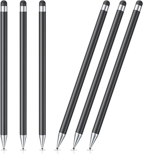 Stylus Pen for Touchscreen, 6 PCS Stylus Pencil 2-in-1 High Precision and Sensitivity, Suitable for iPad/iPhone/Samsung/Android Smartphone and Tablets, Compatible with Capacitive Touch Screen (Black)
