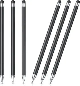 Stylus Pen for Touchscreen, 6 PCS Stylus Pencil 2-in-1 High Precision and Sensitivity, Suitable for iPad/iPhone/Samsung/Android Smartphone and Tablets, Compatible with Capacitive Touch Screen (Black)