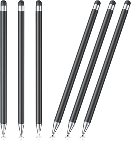 Stylus Pen for Touchscreen, 6 PCS Stylus Pencil 2-in-1 High Precision and Sensitivity, Suitable for iPad/iPhone/Samsung/Android Smartphone and Tablets, Compatible with Capacitive Touch Screen (Black)