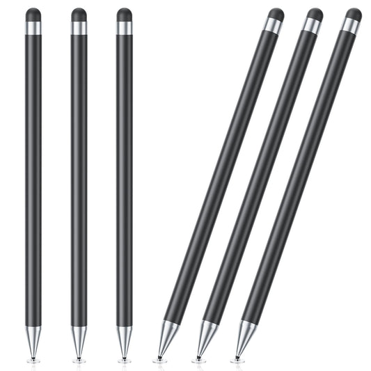 Stylus Pen for Touchscreen, 6 PCS Stylus Pencil 2-in-1 High Precision and Sensitivity, Suitable for iPad/iPhone/Samsung/Android Smartphone and Tablets, Compatible with Capacitive Touch Screen (Black)