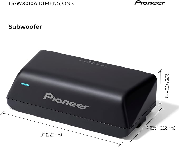 PIONEER TS-WX010A Under-Seat Subwoofer – 160W Max, Pre-Loaded, Built-in Amp for Easy Bass Upgrade, Enclosure Included, Amp Included, High-Level Input, Works with Most Factory or aftermarket radios