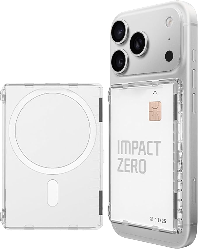 Miimall Magnetic Wallet for iPhone 17/16/15/14 Series, [2-Card] Mag Safe Card Holder Secure Flip Cover, Minimalist Hard PC Durable Pixelsnap Magnet Phone Wallet for Pixel 10 Pro/XL/Fold Crystal Clear