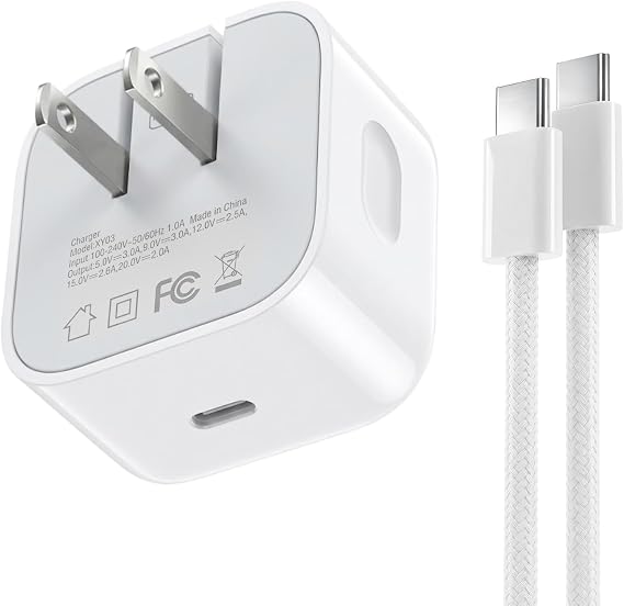 40W USB C Fast Charger, Flat Foldable Wall Charger for iPhone 17/16/15