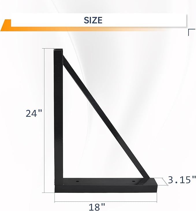 18’’x24’’ Bolted Steel Mounting Brackets for Trailer Tool Box, Set of 2 - Black