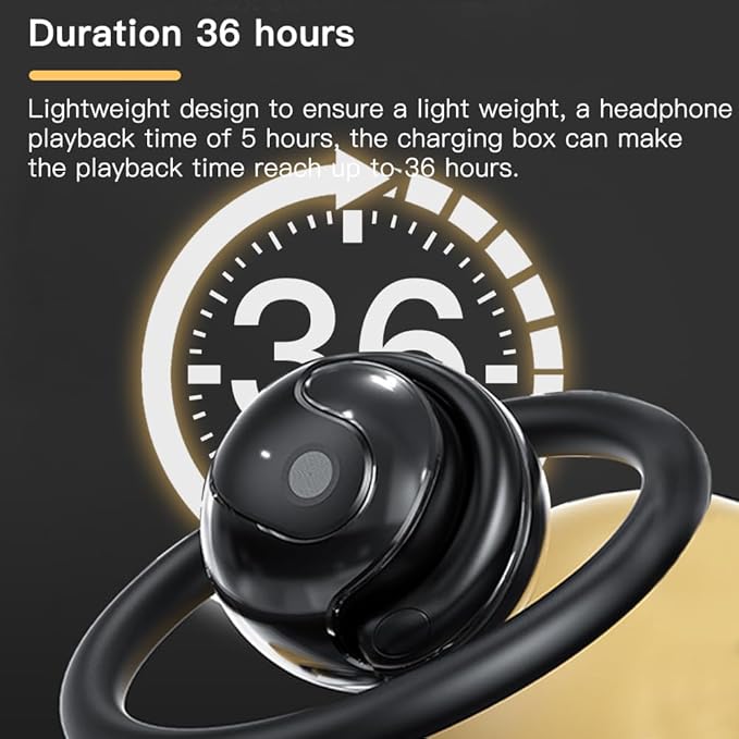 sunshot Ows Open Ear Buds Headphones Bluetooth 5.4,Bone Conducting Air Bone Conduction Headphones, 16mm Drivers,40H Playtime,Open Ear Earbuds IPX5 Waterproof and Noise Reducing Touch(Black)