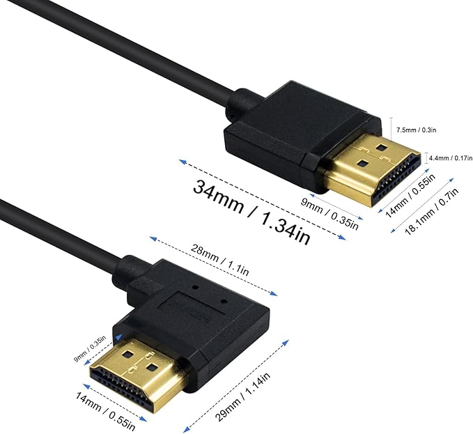 Duttek 4K Short HDMI Cable 6 Inch/15cm, Right Angled HDMI Male to Mlae Cable for 3D and 4K Ultra HD TV Stick HDMI 2.0 Cord (Extremely Thin)
