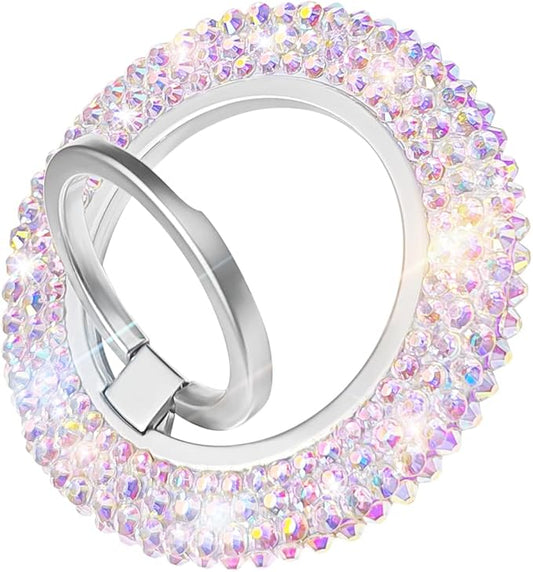 Bling Magnetic Cell Phone Ring Holder Grip ，Glitter Sparkle Magnet Finger Phone Ring Grip Stand Holder Compatible with iPhone 16 15 14 Plus 13 12, Pro, Pro Max