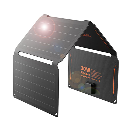 FlexSolar 30W Foldable Portable Solar Panel Charger QC3.0 USB-A USB-C