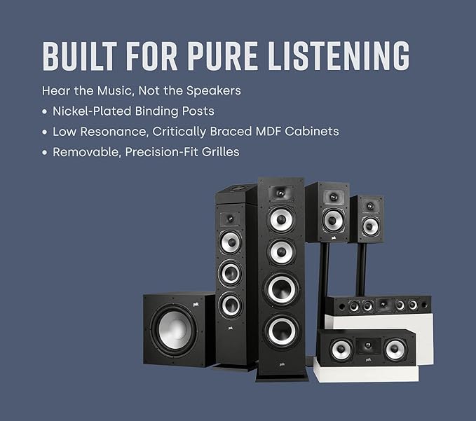 Polk Monitor XT90 Hi-Res Height Speaker Pair for 3D Sound Effect - Dolby Atmos-Certified, DTS:X and DTS Virtual:X Compatible, Surround Sound Speakers, 4" Dynamically Balanced Woofer, Midnight Black