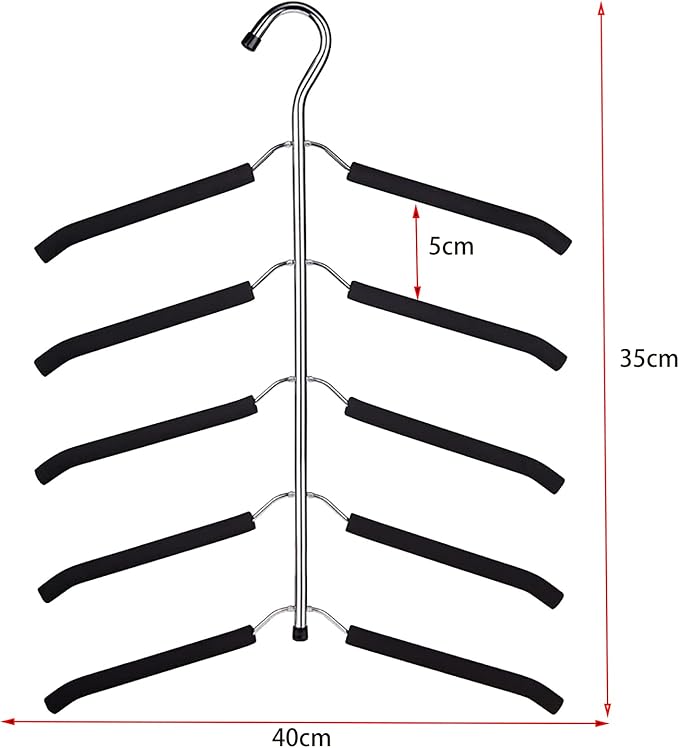 Blouse Tree Hangers Multi-Layer Clothes Hangers 3 Pack 5 in 1 Non Slip Space Saving Closet Organizer Stainless Steel Shirt Hanger Coats Hanger（Black）
