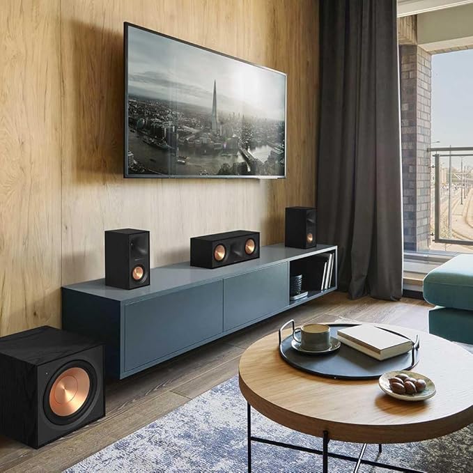Klipsch Reference Next-Generation R-40M Horn-Loaded Bookshelf Speakers with 4” Spun-Copper Woofers for Best-in-Class Home Theater Sound in Black