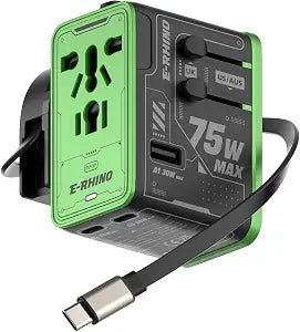 MFish 75W 5-Port Universal Travel Adapter, All-in-One Charging for Travel