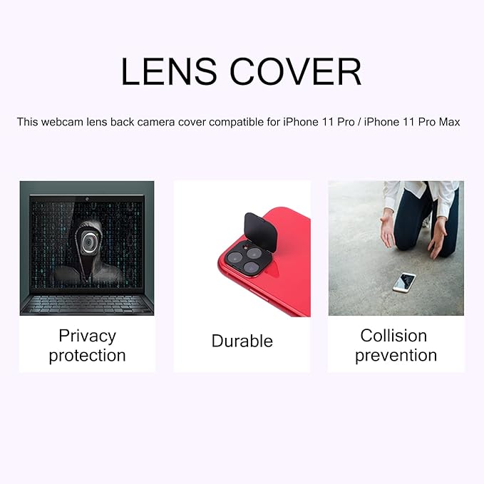 Camera Lens Cover Compatible for iPhone 11 Pro/iPhone 11 Pro Max, Camera Lens Protector Protect Your Privacy and Security,Strong Adhesive,2 Pack