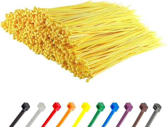 GTSE 8 Inch Yellow Zip Ties, 1,000 Bulk Pack, 18lb Strength, UV Resistant Small Nylon Cable Ties, Self-Locking 8" Tie Wraps