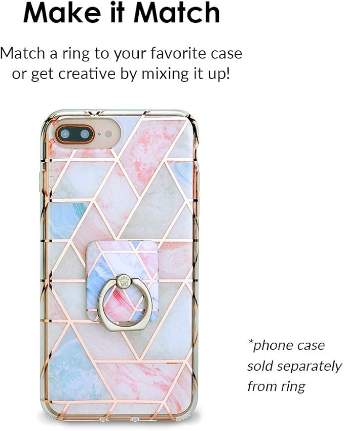 Velvet Caviar Cell Phone Ring Holder - Finger Ring & Stand - Improves Phone Grip Compatible with iPhone, Galaxy and Most Cases (Except Silicone/Leather) - Geometric Marble