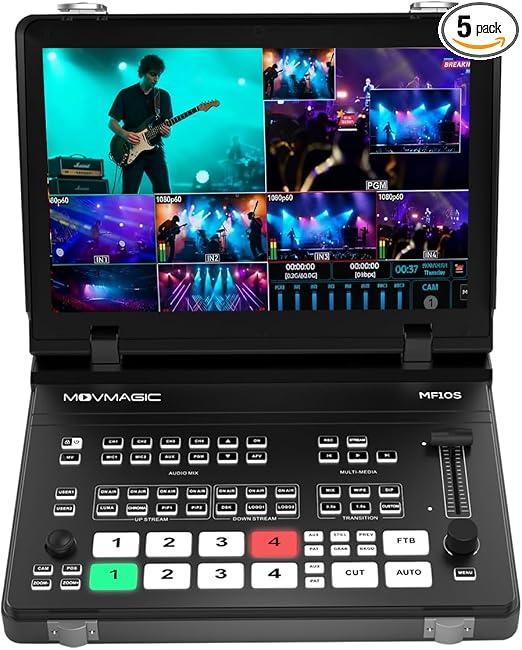 MOVMAGIC MF10S 10.1" Video Switcher - 2HDMI 4K60P Input,4-Choice 4SDI+4HDMI, 8-Layer PGM, PTZ Control,Landscape & Portrait,Recording & Replay, NDI Ready (Upgradeable)