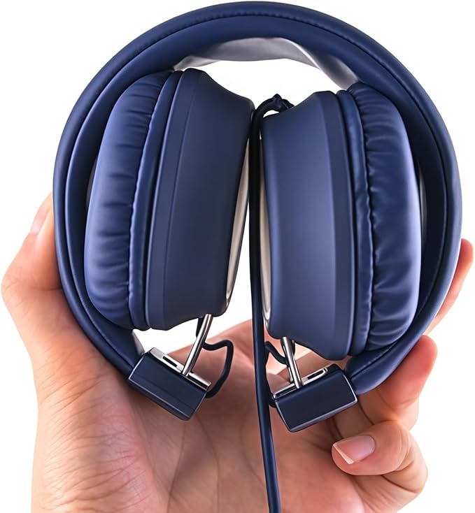 Olyre Kids Headphones, Toddler Headphones with Cord for School Plane Travel, Lightweight Stereo Wired Children Earphones with HD Microphone for Boys Girls for Computer Cellphone Tablet - Blue