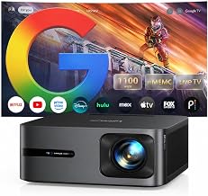 Official Google TV 14.0 Smart Projector, 4K Supported, Real 1100 ANSI, MEMC,Gemini AI,HDR10,30W Dolby Audio, WiMiUS G2 Auto Focus, WiFi 6 & Bluetooth Home Theater Projector for Outdoor Movies & Sports - Image 1