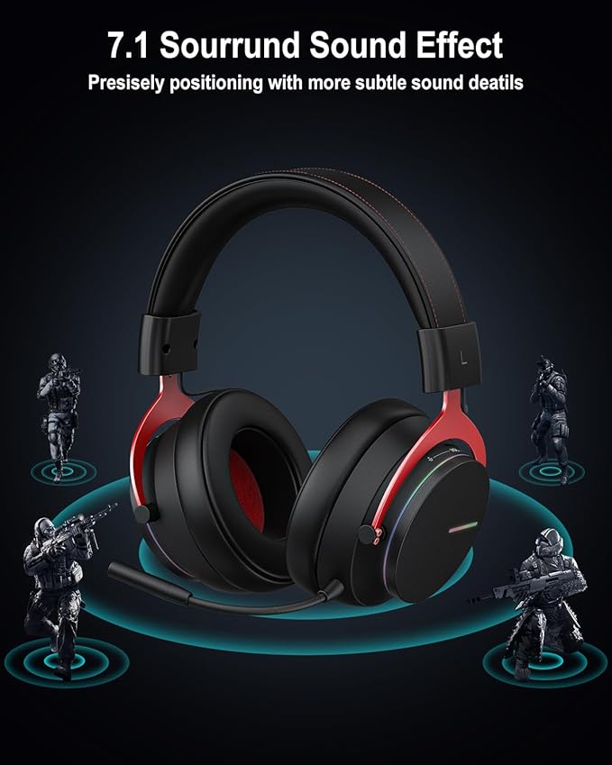 Inwa PS5 Headset Wireless with Game/Chat Balance Mixer, Lower Latency 5.8GHz Tech, 7.1 Surround Sound, Protein Soft Earmuffs, Detachable Mic, Works with PS5, PS4