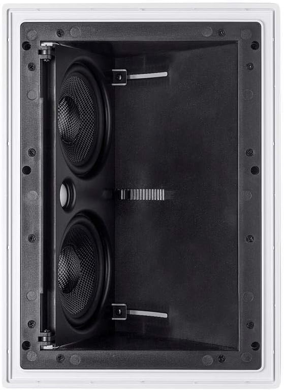 Monoprice 2-way Carbon Fiber In-Wall Surround Speaker - Dual 5.25 Inch (Single) Vari-Angled With Paintable Grille - Alpha Series Black