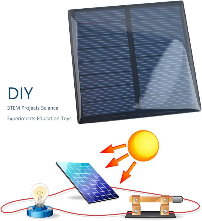 Ailejia 10pcs Mini High Efficiency Polycrystalline Solar Panel 3V 125mA 52mm x 52mm/2" x 2" for DIY Solar Light Phone Charger Flashlight