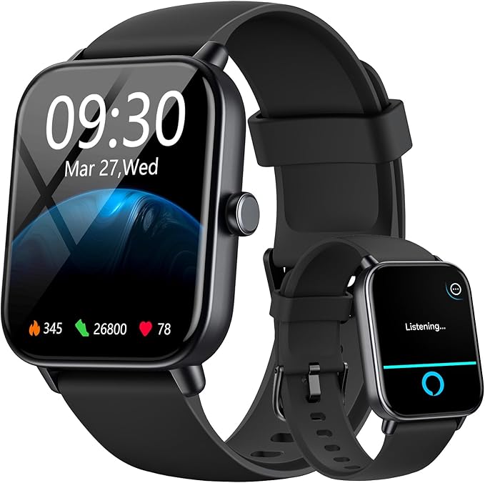 aeac Smart Watches for Men Women Answer/Make Call, Alexa Bulit-in, 1.8" HD Fitness Tracker for Android iOS, Smart Watch with IP68 Waterproof/110 Sport Modes/Heart Rate/Sleep Monitor/Calories/Pedometer
