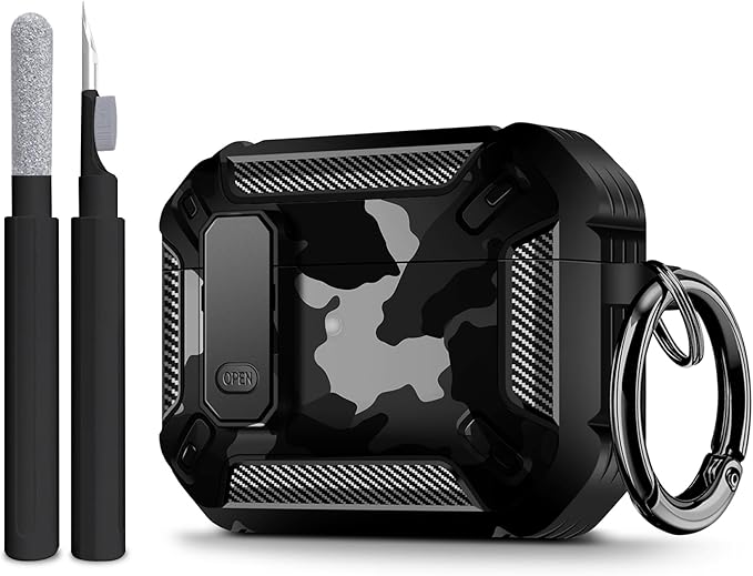 Maxjoy for AirPods Pro 3 Case (2025), Hard Shell Protective Cover Compatible with Airpods Pro 3rd Generation Case with Keychain Cleaner Kit for Men Women, Gray Camo