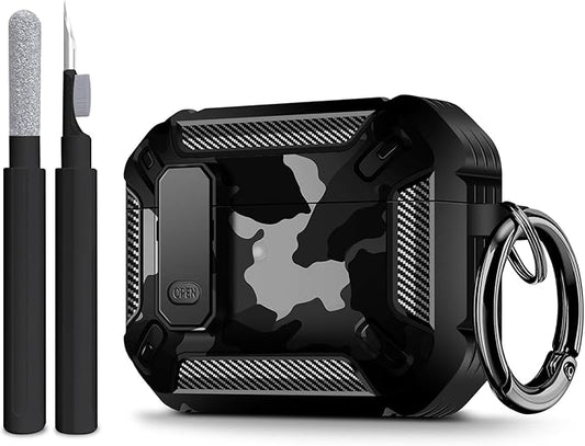 Maxjoy for AirPods Pro 3 Case (2025), Hard Shell Protective Cover Compatible with Airpods Pro 3rd Generation Case with Keychain Cleaner Kit for Men Women, Gray Camo