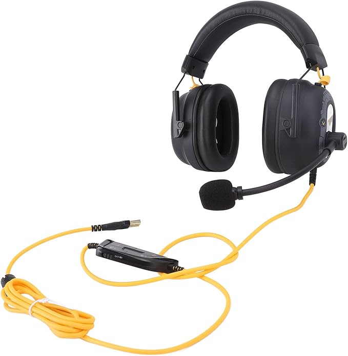 EBTOOLS Wired USB Gaming Headset, 50mm Drivers 7.1 Surround Sound with Custom EQ Software Detachable Noise Canceling Mic (Black)