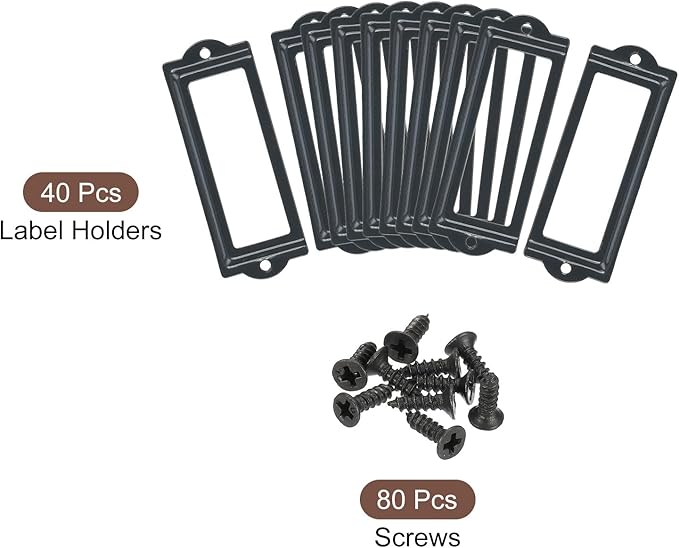 uxcell Metal Label Holders, 83x30mm 40pcs File Name Card Tag Label Holder Frame for Office Library Drawer Cabinet Shelves, Gray