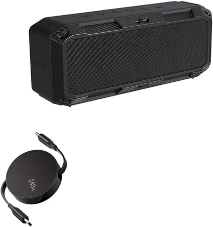 BoxWave Cable Compatible with Raycon Impact Speaker - PD miniSync (240W), Retractable PD 240W Portable USB Type-C Cable - Jet Black