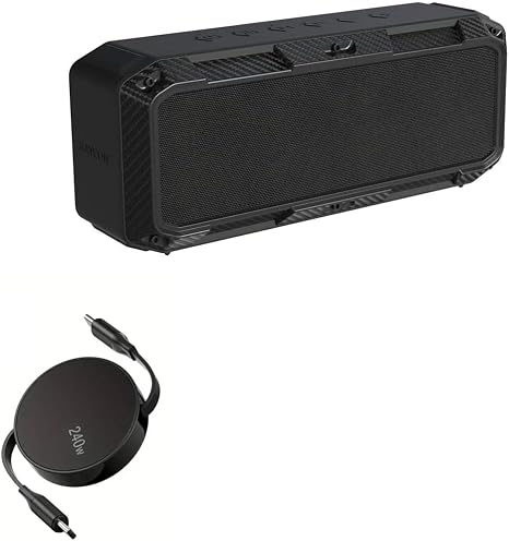 BoxWave Cable Compatible with Raycon Impact Speaker - PD miniSync (240W), Retractable PD 240W Portable USB Type-C Cable - Jet Black