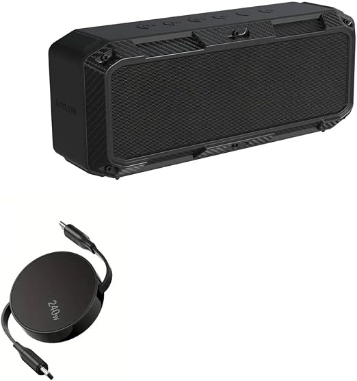 BoxWave Cable Compatible with Raycon Impact Speaker - PD miniSync (240W), Retractable PD 240W Portable USB Type-C Cable - Jet Black