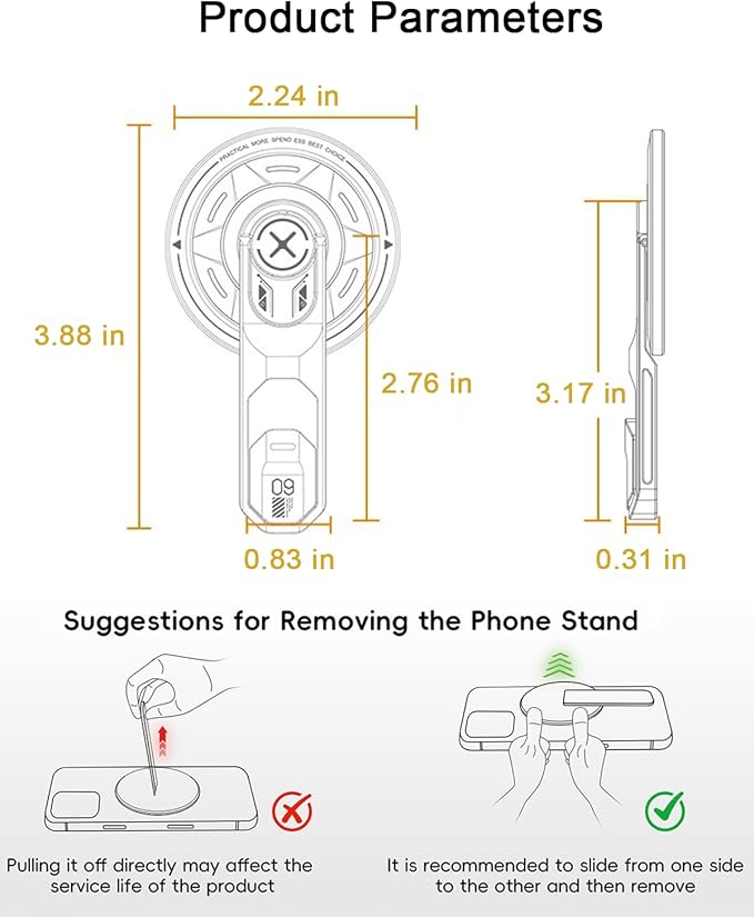 for MagSafe Phone Grip Stand, Strong Magnetic Finger Ring Holder Magnet, Fidget Toy Design, Desk Holder for Mag&Safe and Smartphone, Foldable Adjustable Kickstand