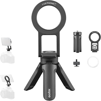 GODOX Magnetic Phone Stand Foldable Dual-Side Mount Tripod Holder with N52 Magnet Portable Multi-Position Design for 12-17 MA5R Light Camera Accessories
