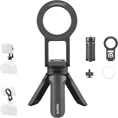 GODOX Magnetic Phone Stand Foldable Dual-Side Mount Tripod Holder with N52 Magnet Portable Multi-Position Design for 12-17 MA5R Light Camera Accessories