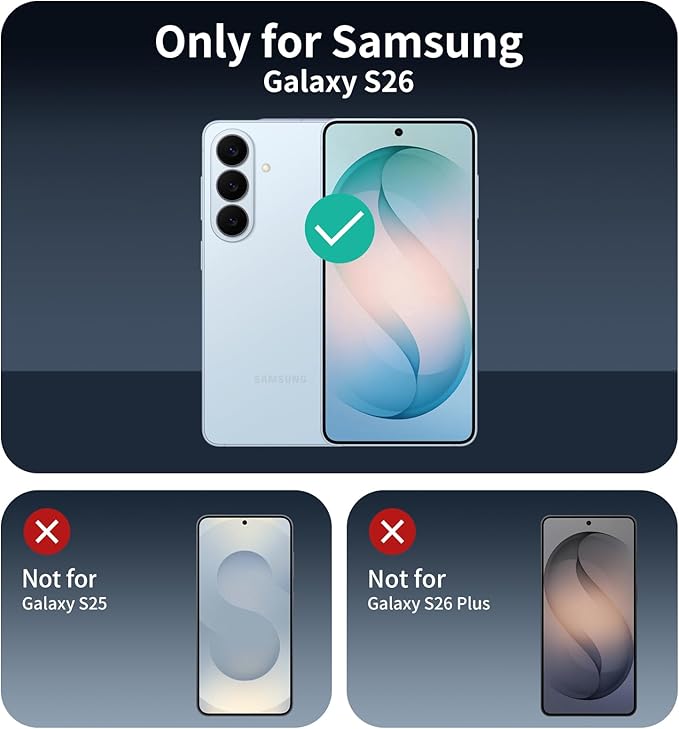 3+3+1-Pack, Privacy Screen Protector and Camera Lens Protector for Samsung Galaxy S26 with Installation Alignment Aid, Anti-Spy Tempered Glass Film, Dark Private Black Protection, Anti-Scratch