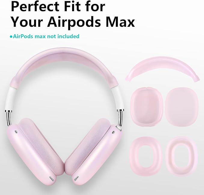 Case for Airpods Max Headphones,Ear Pad Case Cover/Ear Cups Co ver/Headband for AirPods Max(USB-C/Lightning)(2024/2020),Silicone for Apple Airpod Max,Accessories Cases(Jelly Pink Purpl)