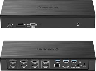 WAVLINK Enterprise-Level Universal Docking Station,20-in-1 USB-C Quad 4K Dual 5K@60Hz Display Dock with 100W Charging,4xDisplayPort(1.2),4xHDMI(2.0),2.5G Ethernet,USB 3.1/3.0-A,USB-C(PD30W)