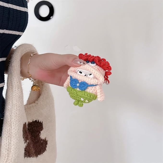 Yatchen Furry Case for AirPods Pro 3,Funny Cute 3D Cartoon Plush Kawaii Sausage Mouth Mermaid Fluffy Soft Warm for AirPods Pro 3rd Generation Carrying Charging Box with Keychain Protector