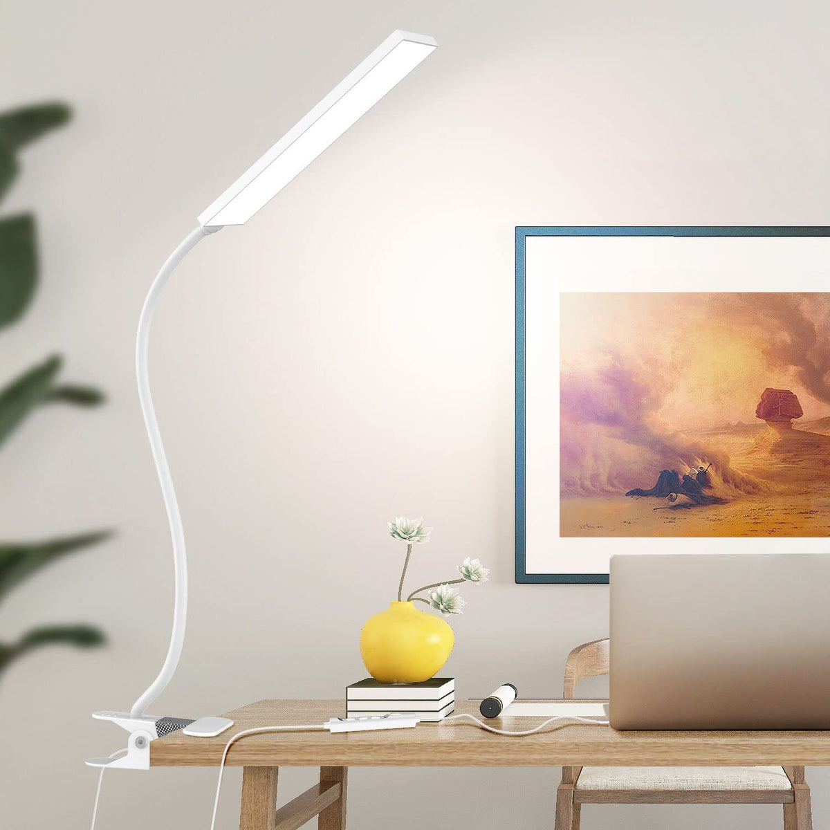 Vansuny Clip on LED Desk Lamp, Eye-Caring USB Reading Light for Home Office
