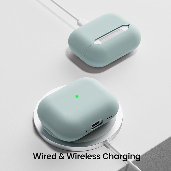 ORNARTO Compatible with AirPods Pro 3 Case 2025, Full Protective Hybrid Silicone for AirPods Pro 3rd Generation Case, Front LED Visible Skin Cover-Mint Green