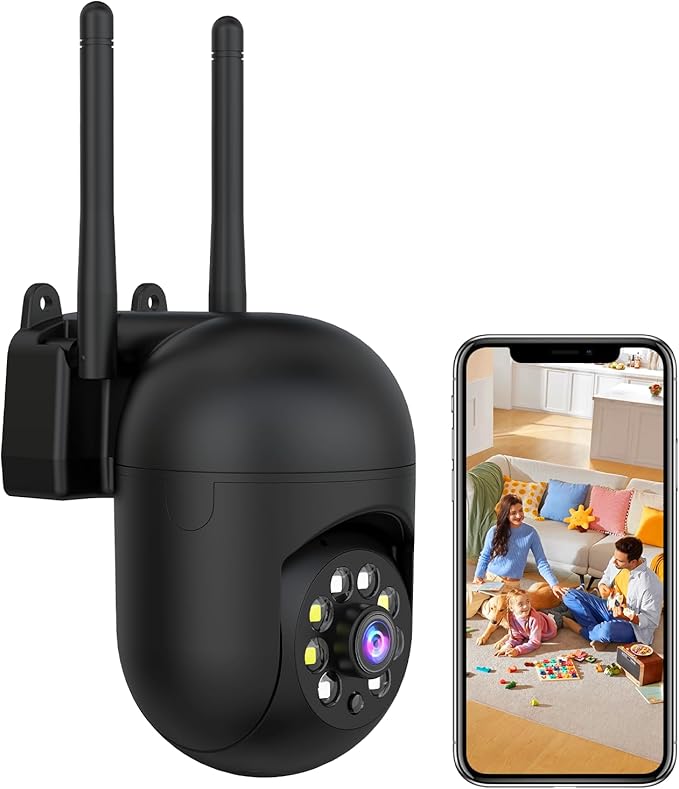 2K Security Camera Wired, 2.4/5GHz Home WiFi Camera, 360° PTZ Baby Monitor with Color Night Vision, Motion Detection, 2-Way Audio, Compatible with Alexa