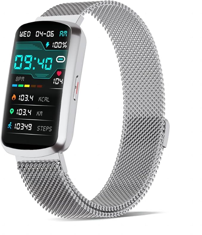 Health Fitness Tracker, Smart Watch with 24/7 Heart Rate and Blood Pressure Monitor, Activity Tracker with Blood Oxygen, 120 Sport Mode Waterproof Sleep Tracker for Women Men (Silver)