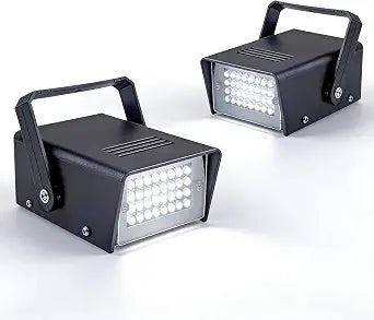 32 Led Strobe Lights Mini Strobe Light Adjustable Flashing Light Halloween Outdoor Strobe Light Machine for Party（2 pcs White Light）