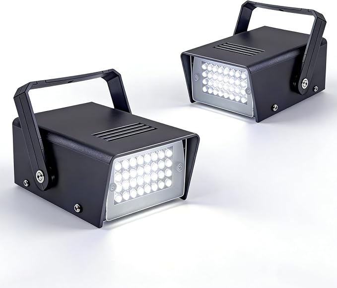 32 Led Strobe Lights Mini Strobe Light Adjustable Flashing Light Halloween Outdoor Strobe Light Machine for Party（2 pcs White Light）